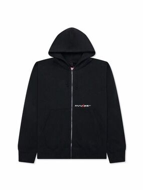 Awake NY Black Full-Zip Hooded Sweater with Small Logo